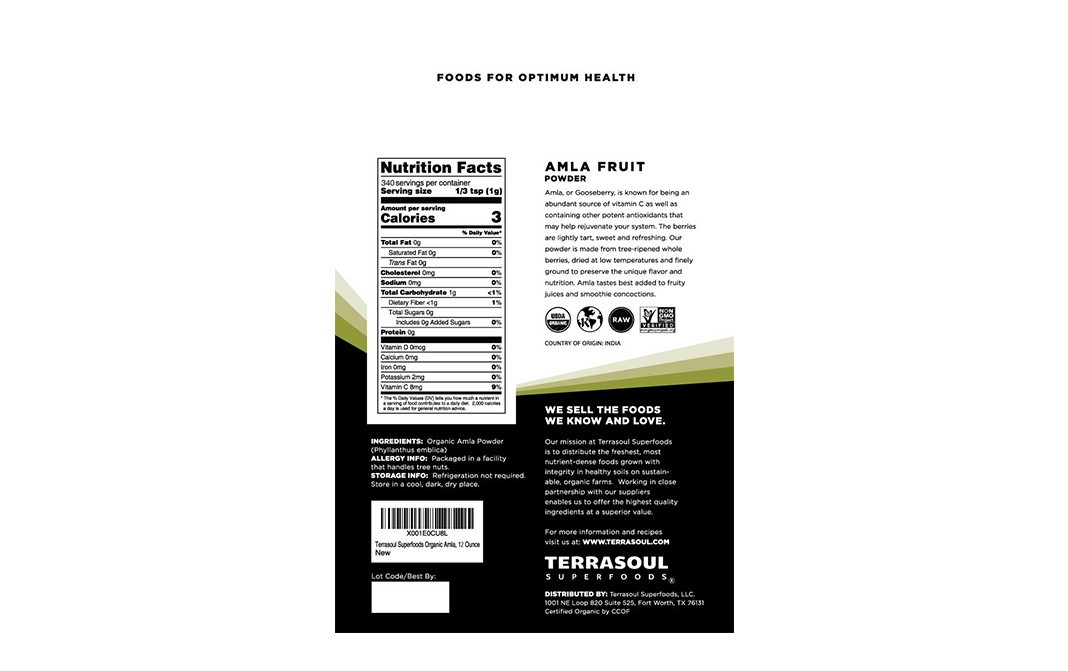 Terrasoul Superfoods Amla Powder    Pack  340 grams